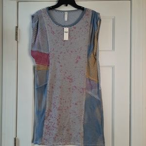 Daily Practice Anthropologie Striped Patchwork T-shirt Dress NWT